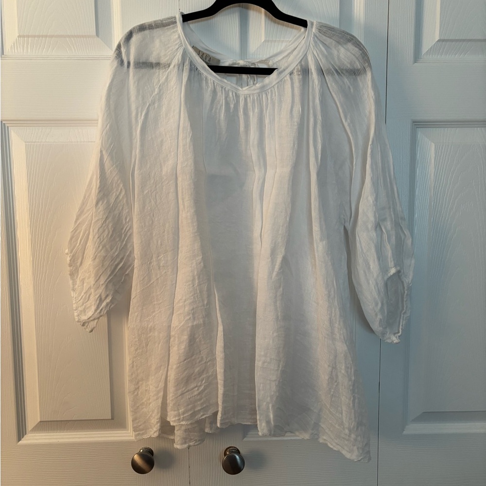 White Puff Sleeve Blouse with Relaxed Fit